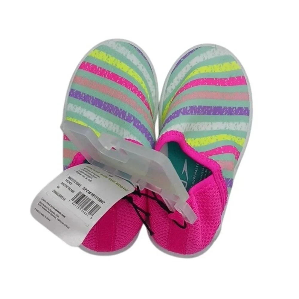 Speedo Baby Girl M 7-8 Water Shoes Aqua Socks Swim Beach Pool New